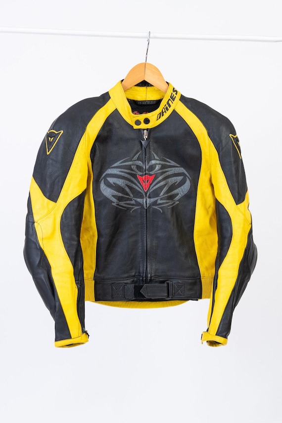 DAINESE バイクジャケット サイズ48 ブラック/イエロー ダイネーゼ　M DAINESE Men's Leather Motorcycle Biker Jacket, SIZE M, 48 - Etsy