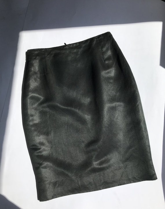 Gianni Versace 90's Black Silk And Linen Mini Ski… - image 9
