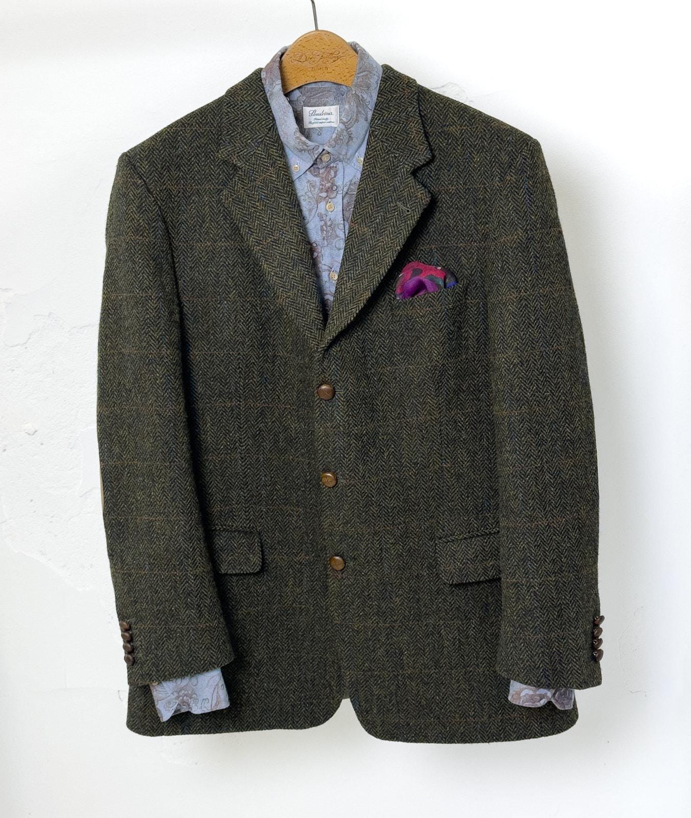 Blazer Vintage Magni Noir Et Blanc Rayé - Velours - Taille 52 (XL) - Occasion Très Bon état