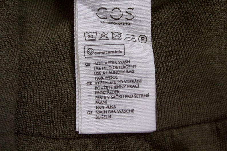 COS Thin Merino Wool Khaki Green Loose Tunic Dress Size XS image 7