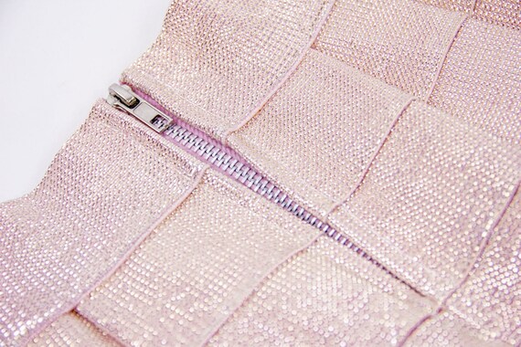 Pleated Metallic Pink Mini Skirt, SIZE S - image 7