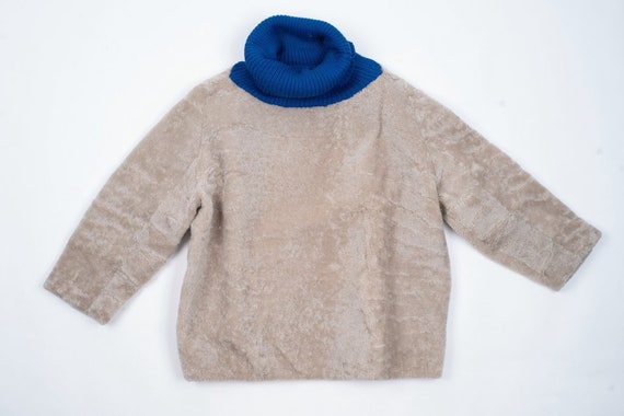 Beige Boxy Cocoon Shape Teddy Sheepskin Jumper
