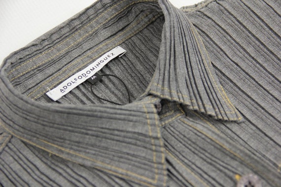 Adolfo Dominguez Pleated Gray Midi Shirt Dress, S… - image 4