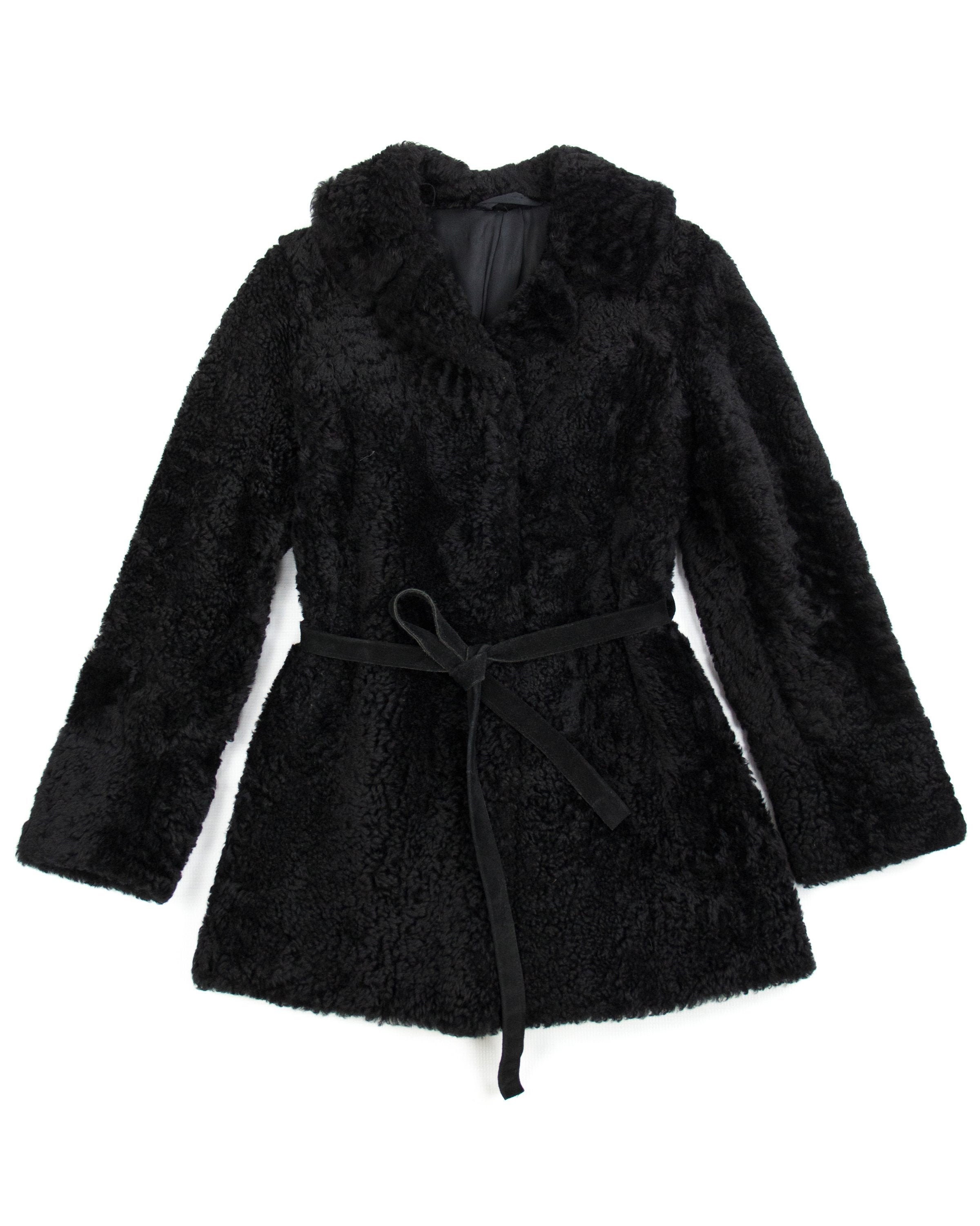 black tie shearling jacket