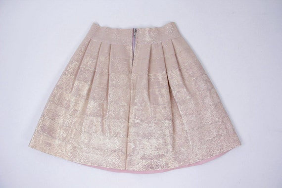 Pleated Metallic Pink Mini Skirt, SIZE S - image 4