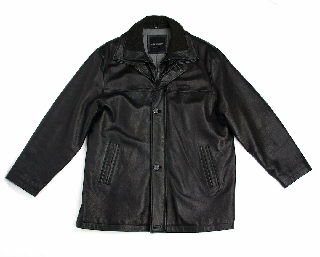 ANDREW MARC ラムレザー テーラードジャケット 羊革 黒 XL ANDREW MARC