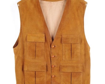 Men's Brown Soft Suede Vest, Size XL