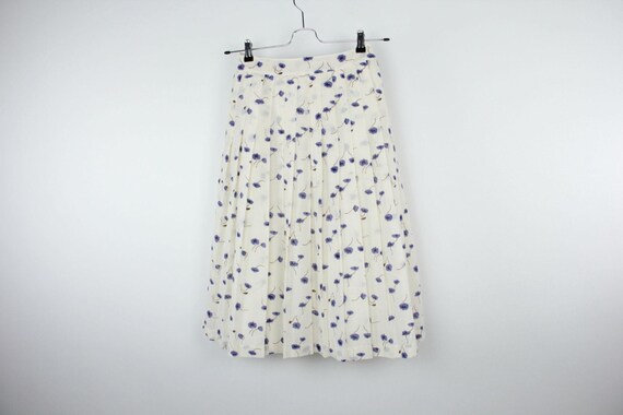 Vintage Linen Blend Floral Pleated Midi Skirt, EU… - image 6