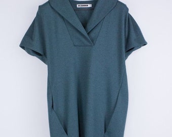 JIL SANDER Dark Green 100% Wool Tunic Dress Size US 6