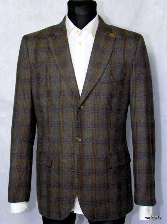 Joseph Abboud 100% Wool Plaid Sport Coat Blazer Jacket, Size Us