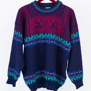 Dale Of Norway Round Neck Reindeer Chunky Wool Sweater, Men&#39;s XL