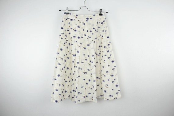 Vintage Linen Blend Floral Pleated Midi Skirt, EU… - image 4
