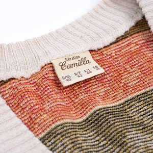 Vintage Women's V-Neck Jacquard Knit Cardigan, Size L image 7