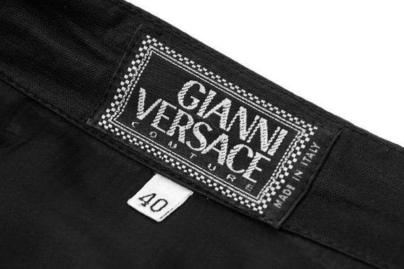 Gianni Versace 90's Black Silk And Linen Mini Ski… - image 8