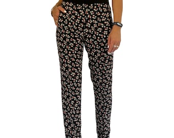 SANDRO lichtgewicht broek met bloemenprint, maat 1, klein