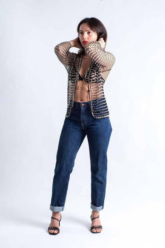 Beaded fishnet top sale