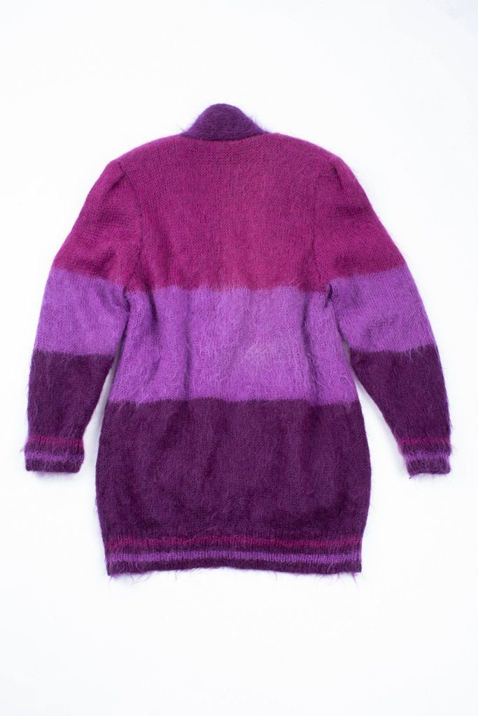Vintage Colorblock Oversized Purple Mohair Cardigan SIZE L - Etsy