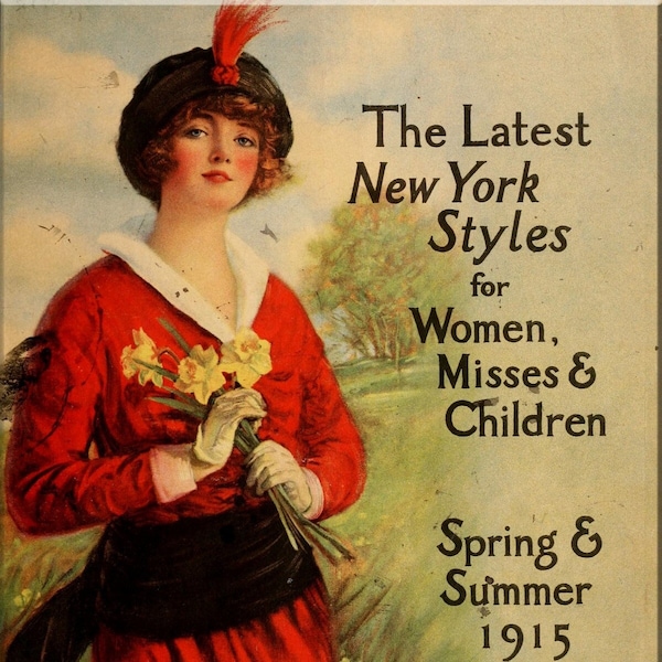 Vintage catalog,edwardian retro fashion magazine dress design,New York styles Summer 1915