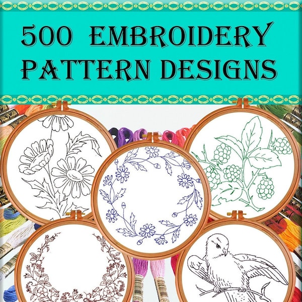 Hand victorian Embroidery Designs old Books - PDF book 500 patterns
