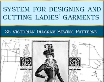 May include: A black and white illustration of a woman wearing a hat and a jacket. The image is from a book titled "System for Designing and Cutting Ladies' Garments: 35 Victorian Diagram Sewing Patterns by Rude, A. D., & Son 1900".