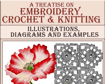 Vintage antique victorian hand embroidery designs book,knitting stitches