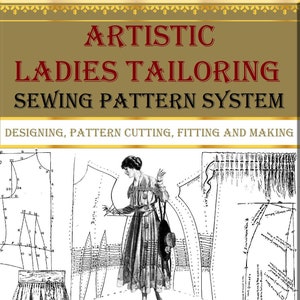 Graphic dress sewing pattern,art deco instructions,vintage sewing book Artistic ladies tailor system 1902