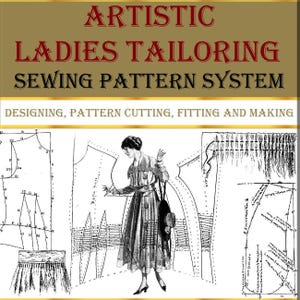 Graphic dress sewing pattern,art deco instructions,vintage sewing book Artistic ladies tailor system 1902