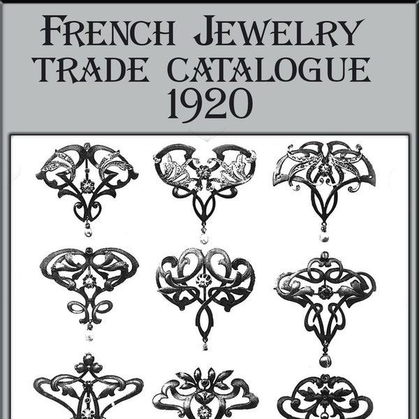 Vintage French jewelry design,Jewellery Pattern Book,trade catalogue 1920