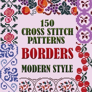 150 moderne patronenranden voor kruissteek, borduurboeken met randpatronen