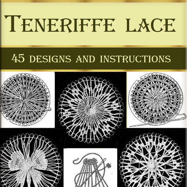 Vintage needlework patterns book,45 hand made Teneriffe Lace