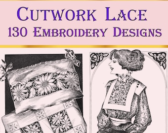 Vintage Hand Embroidery PDF Pattern Book - 130 designs for Venetian embroidery-6
