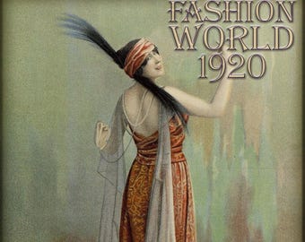 Vintage clothing french fashion magazine 1920,art deco dress design