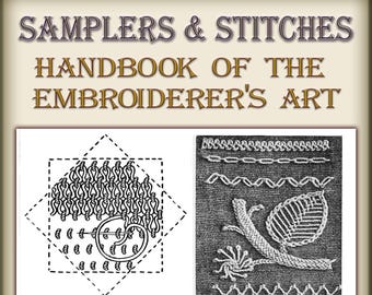 Samplers, puntadas de bordado, manual, libro de instrucciones