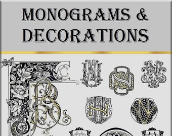 5000 Monograms font and decorations,vintage art initials,Vintage alphabet