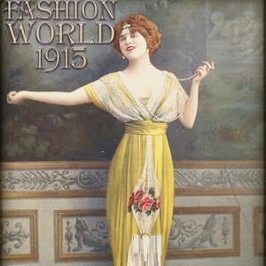 Vintage clothing french fashion magazine 1915,art deco dress design