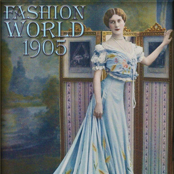 Vintage Edwardian französische Modezeitschrift 1905, Katalog Kleid Design