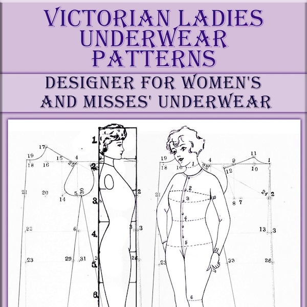 Victorian Vintage lingerie Underwear sewing pattern, Corset Nightgowns, 59 Patterns Designs