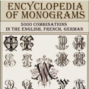 Monograms vintage books,embroidery font,old books ENCYCLOPEDIA OF 2000  MONOGRAMS