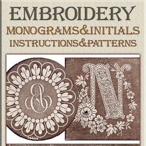 Vintage monogram embroidery book,victorian Instructions Monograms and initials