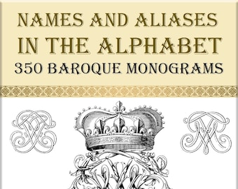 Vintage 350 baroque monograms,crowns,alphabet,logo designs,vintage initials
