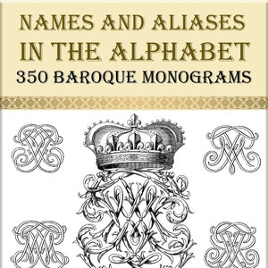 Vintage 350 baroque monograms,crowns,alphabet,logo designs,vintage initials