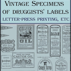 Vintage apothecary ephemera labels stickers,victorian druggist,forms apothecary