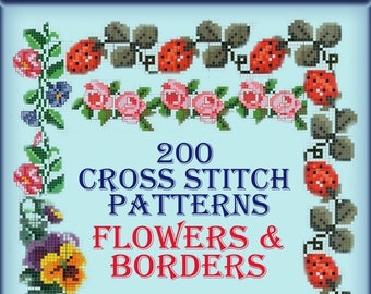 200 modern patterns borders for cross stitch,border pattern embroidery books