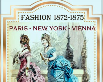 Vintage fashion book,catalog victorian dresses design,antique rare book FASHION 1872-1875