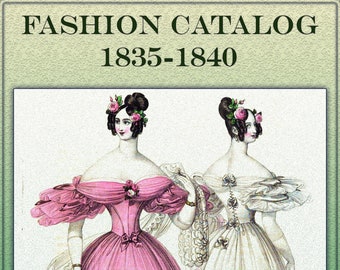 Catálogo de modas de ropa victoriana, ilustración Vestidos antiguos, diseño de vestidos 1835-1840