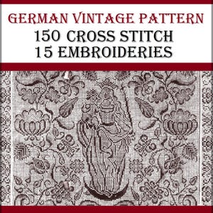German vintage Cross stitch patterns book-4,antique digital embroidery