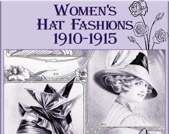 Vintage Edwardian French Hat Fashion 1910s,ephemera ladies hats