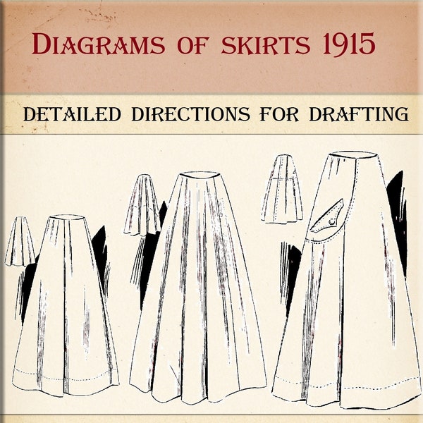 Diagrams of skirts,Victorian skirt sewing patterns,vintage skirt pattern