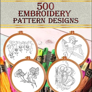 Hand vintage embroidery Pattern Book,500 Designs Embroidery Instant Download