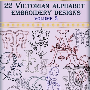 22 diseños de bordado del alfabeto victoriano - 3, fuentes de bordado, bordado de letras